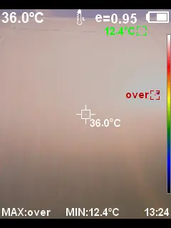 Thermal image of Japanese diffuse-light film surface, 36.0℃