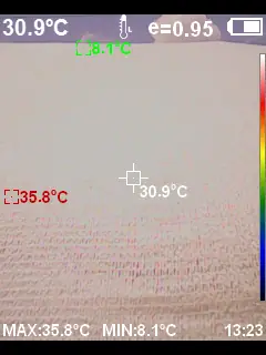 Thermal image of LUMI-NET® net surface, 30.9℃